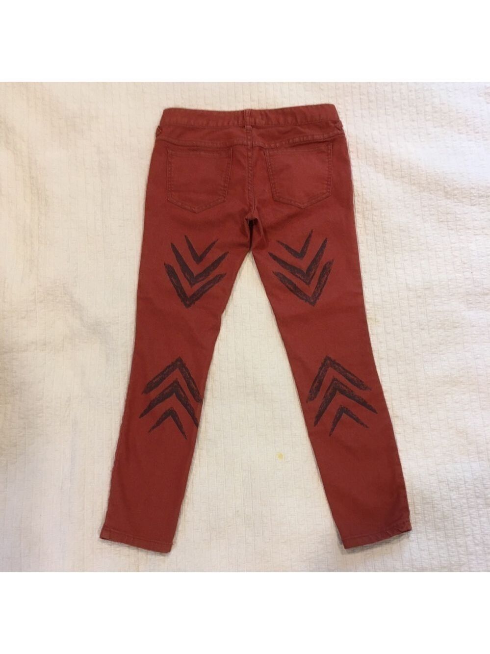 Free People Chevron Skinny Jeans Burnt Sienna 26 - Picture 3 of 10